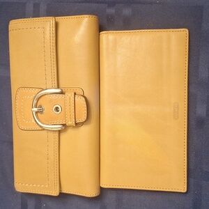 Coach Soho tan leather wallet and check book